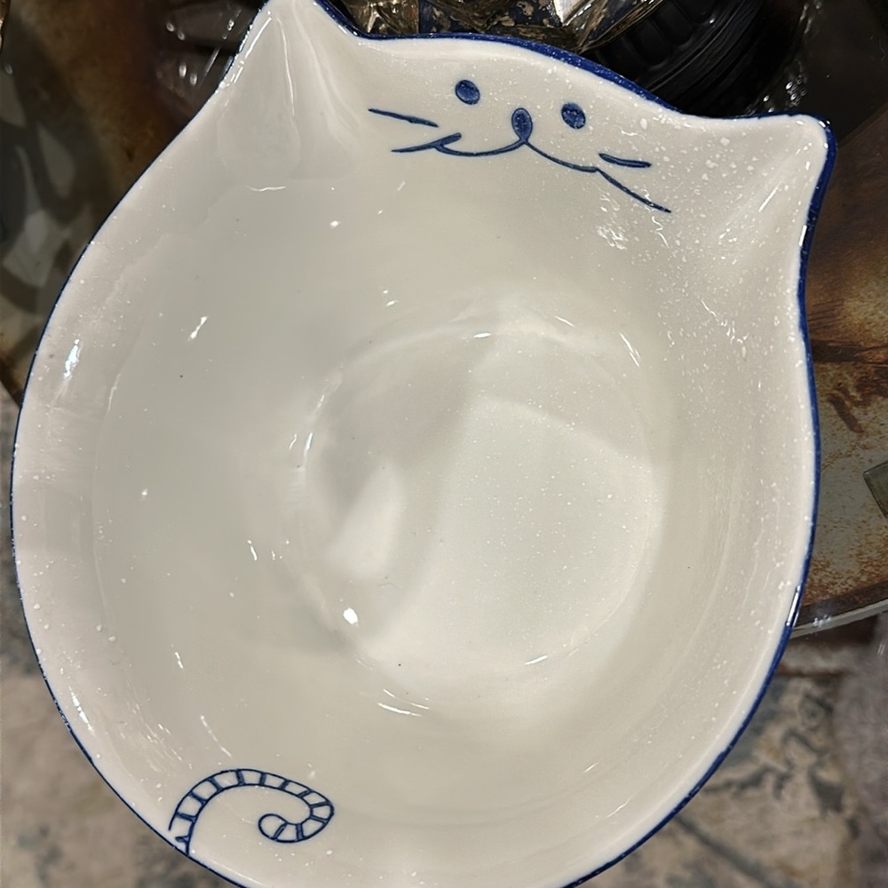 Large Fun cartoon kitty cat noodle fruit bowl ceramic - Picture 5 of 13
